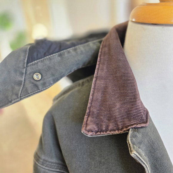 Carhartt Vintage Y2k Blanket Lined Chore Coat CO2 Moss Green Hood Detroit USA - Picture 5 of 11